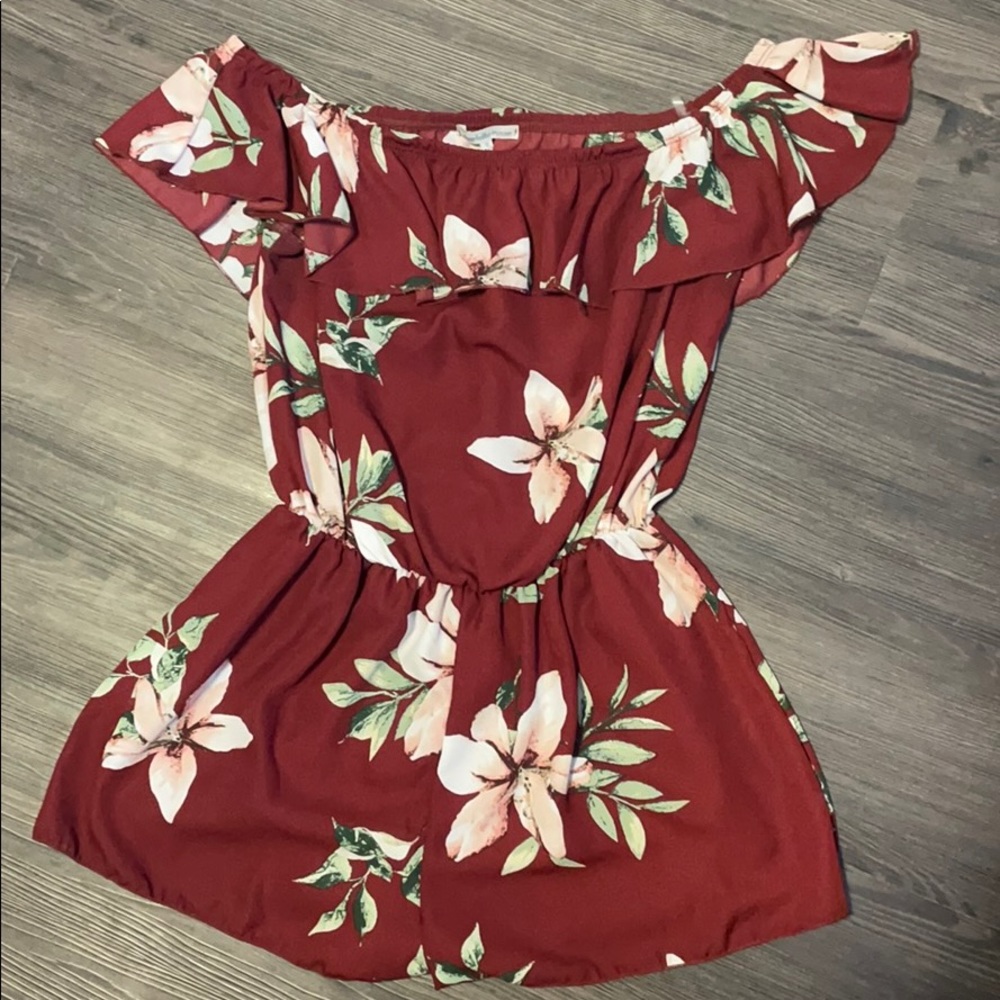 Maroon floral romper